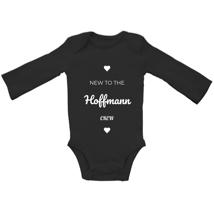 Personalisierter Baby Body „New to the Crew“ – Wunschname Baby Strampler, Neugeborenen Outfit, Baby Geschenk zur Geburt & Babyparty