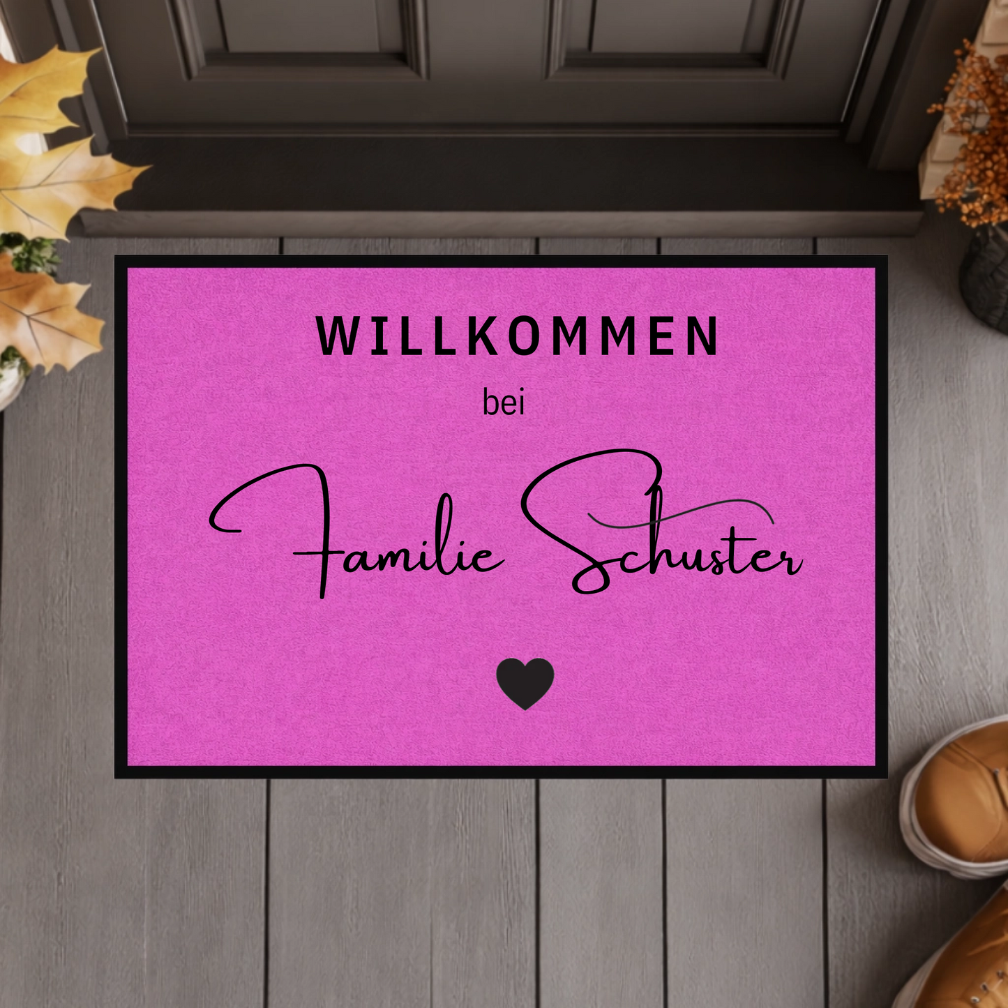 Personalisierte Willkommen Fußmatte mit Familiennamen – Individuelle Türmatte mit rutschfestem Gummirand, Geschenk zum Einzug