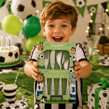 Personalisiertes Kinderbesteck Ballfreunde-Design mit Namensgravur aus Edelstahl