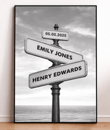 Personalisiertes Hochzeitsdatum Straßen-Schild Poster – Individuelles Geschenk für Paare