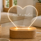Personalisiertes Herz Nachtlicht mit Namen & Datum – Romantische LED Acryl Lampe für Paare & Hochzeitsgeschenk