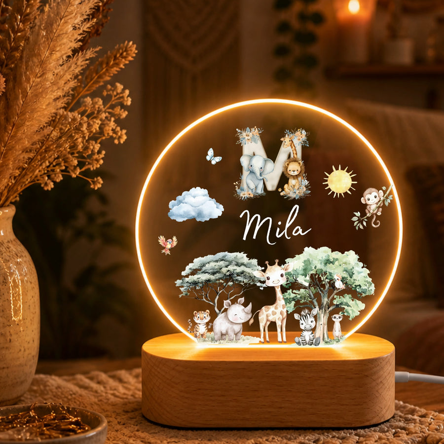 Nachtlicht Safari Tiere Monogramm