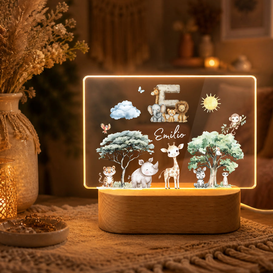 Nachtlicht Safari Tiere Monogramm