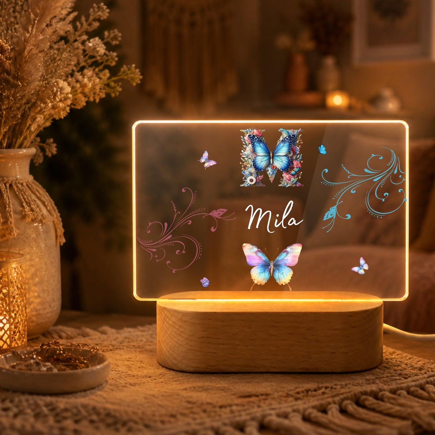 Nachtlicht Schmetterling Ornament Monogramm_