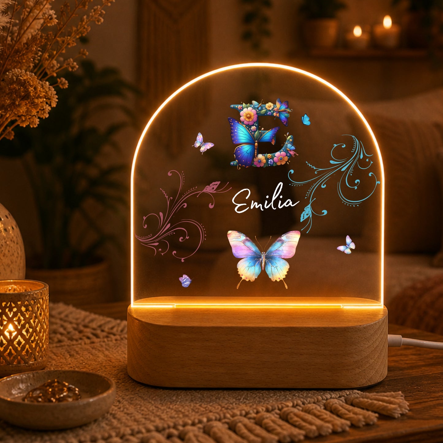 Nachtlicht Schmetterling Ornament Monogramm_