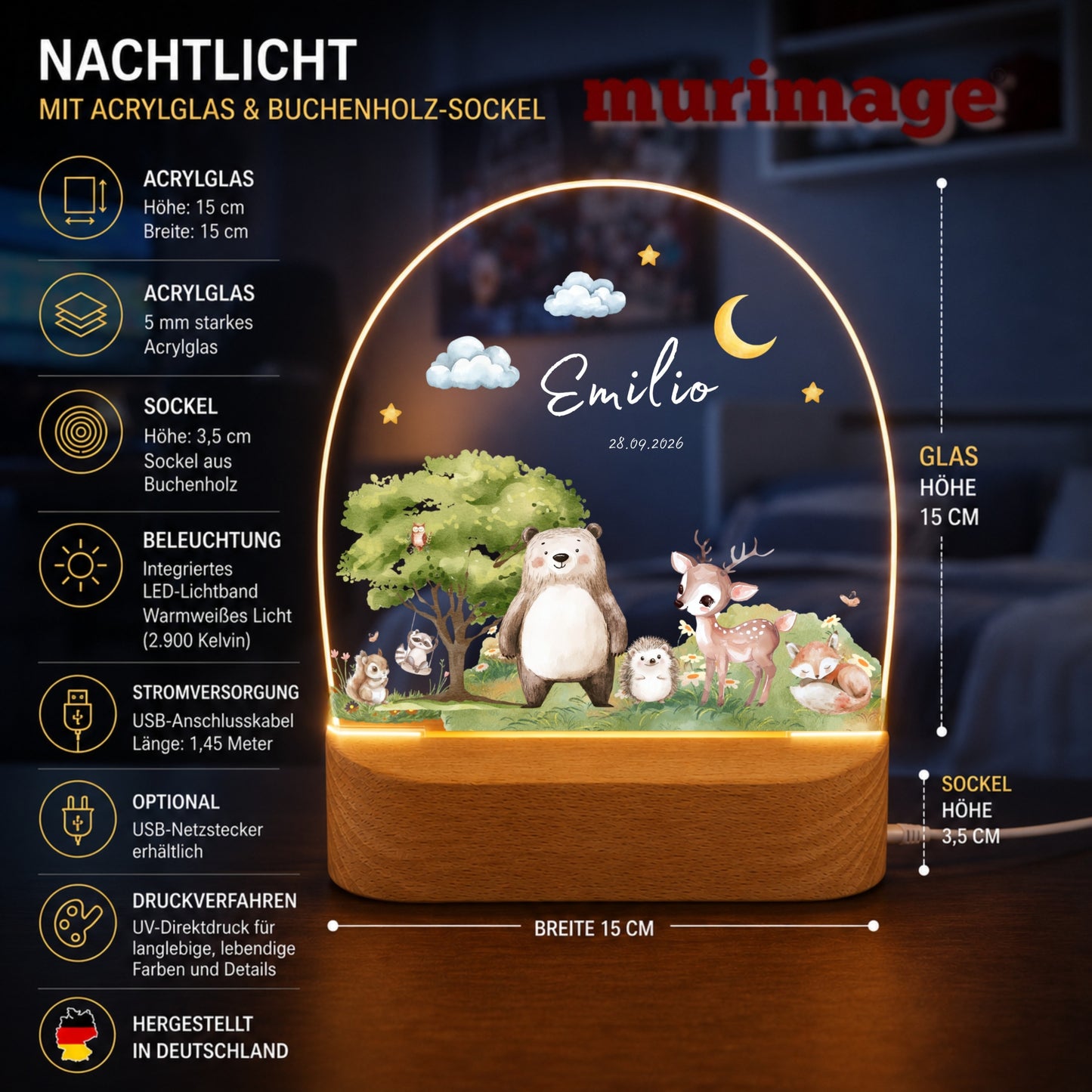 Nachtlichter Tiere in der Landschaft