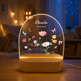Personalisiertes LED Nachtlicht Halbkreis mit Wildblumen & Name + Datum