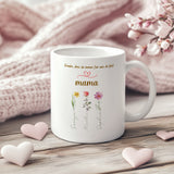 Personalisierte Mama Tasse mit Kindernamen & Blumen | Keramiktasse mit liebevoller Botschaft